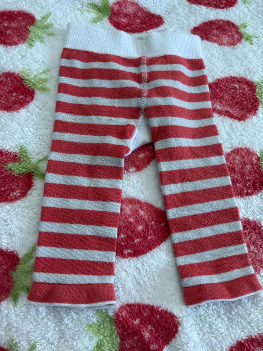 Striped Red & White Kids Leggings with Comfort Waistband